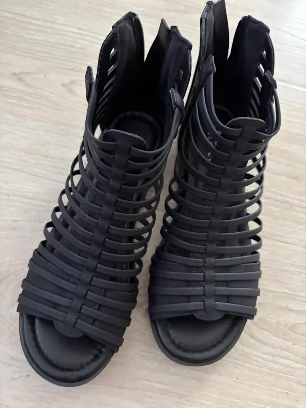 Journee Collection Black Strappy Cage Sandals